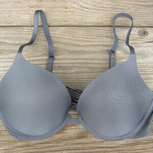 Victoria's Secret Padded Push Up Plunge Bra Gray Blue 34C